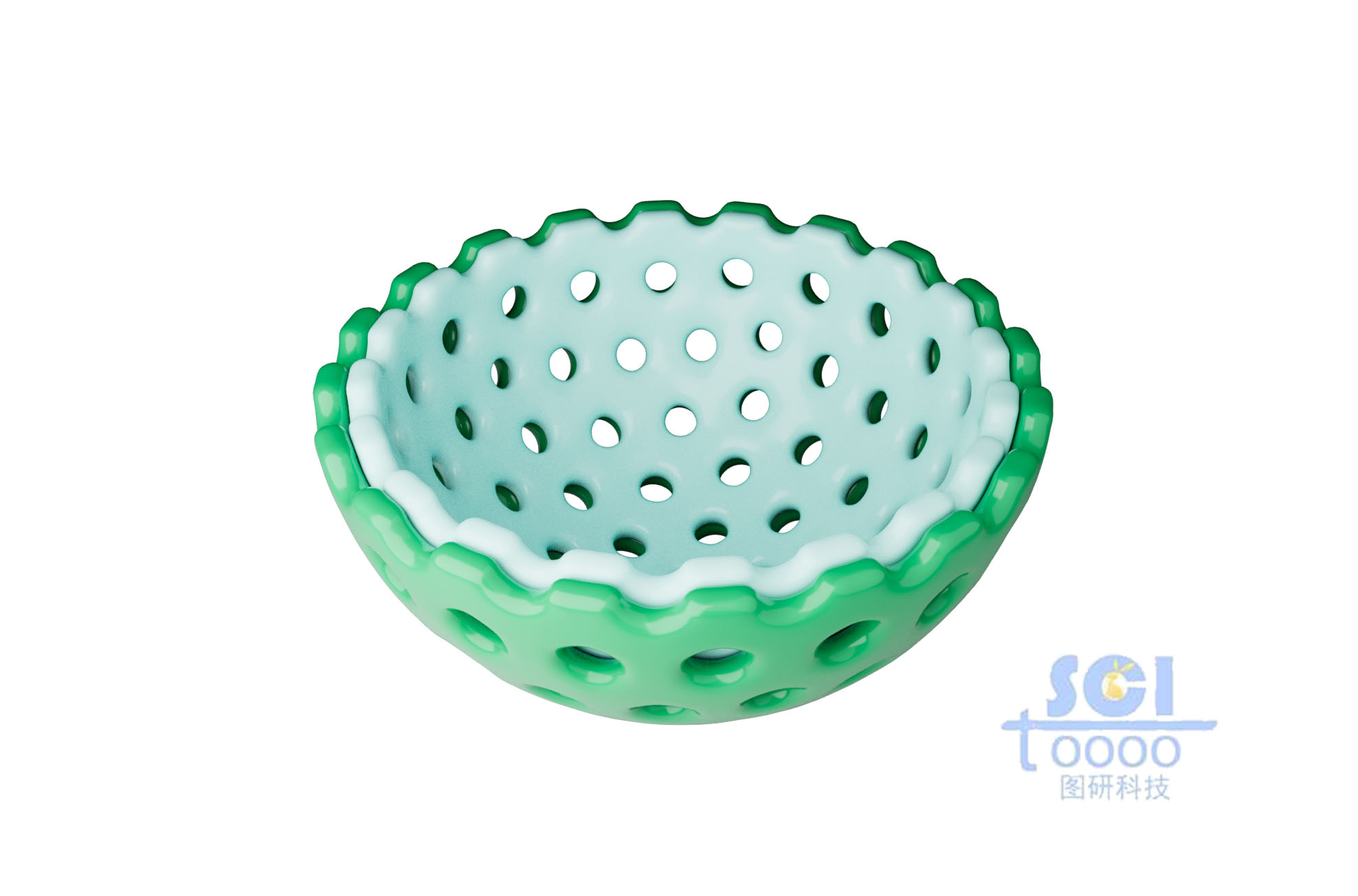 二分之一切面上層嵌套的空心介孔球