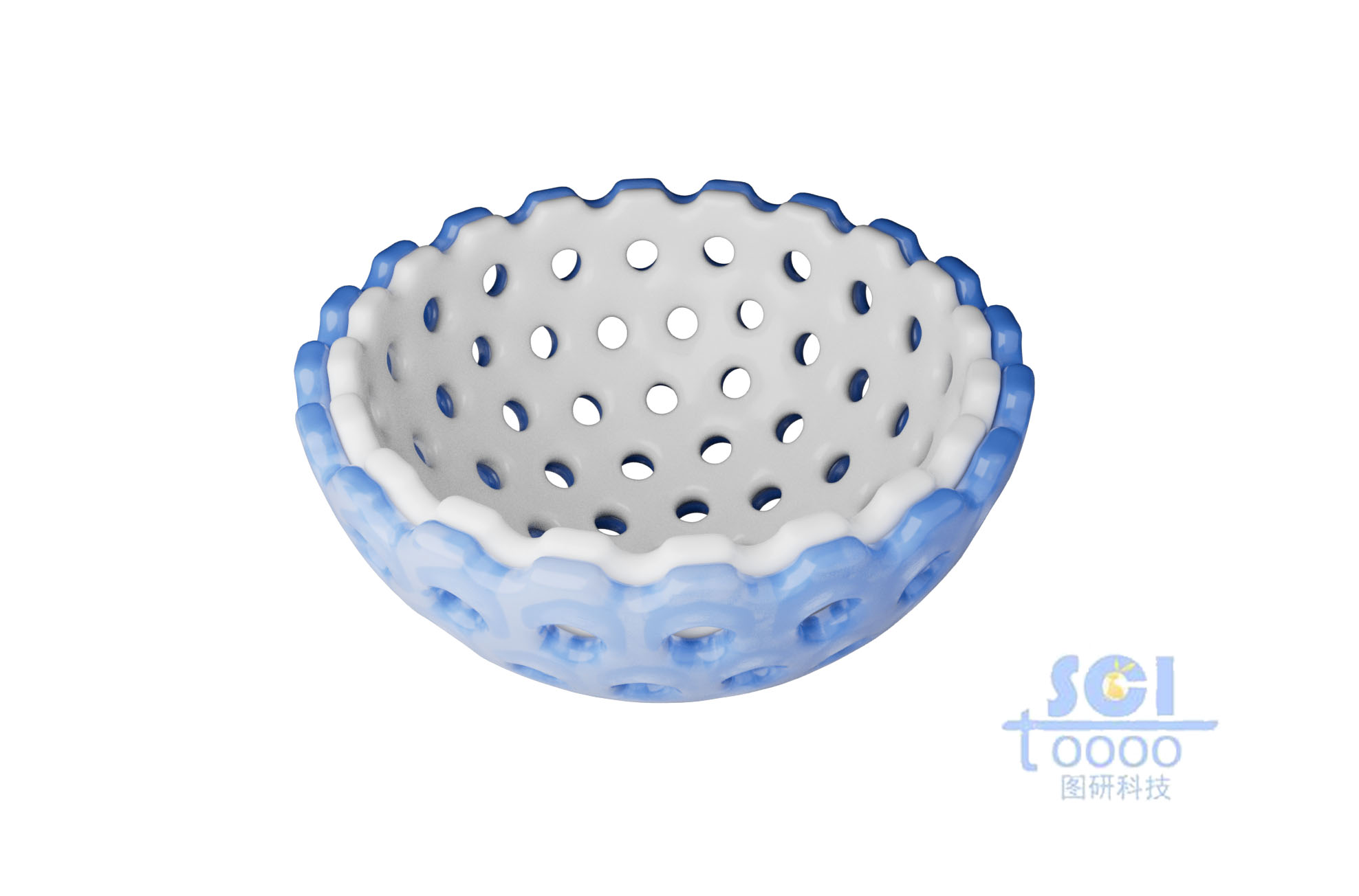 二分之一切面上層嵌套的空心介孔球