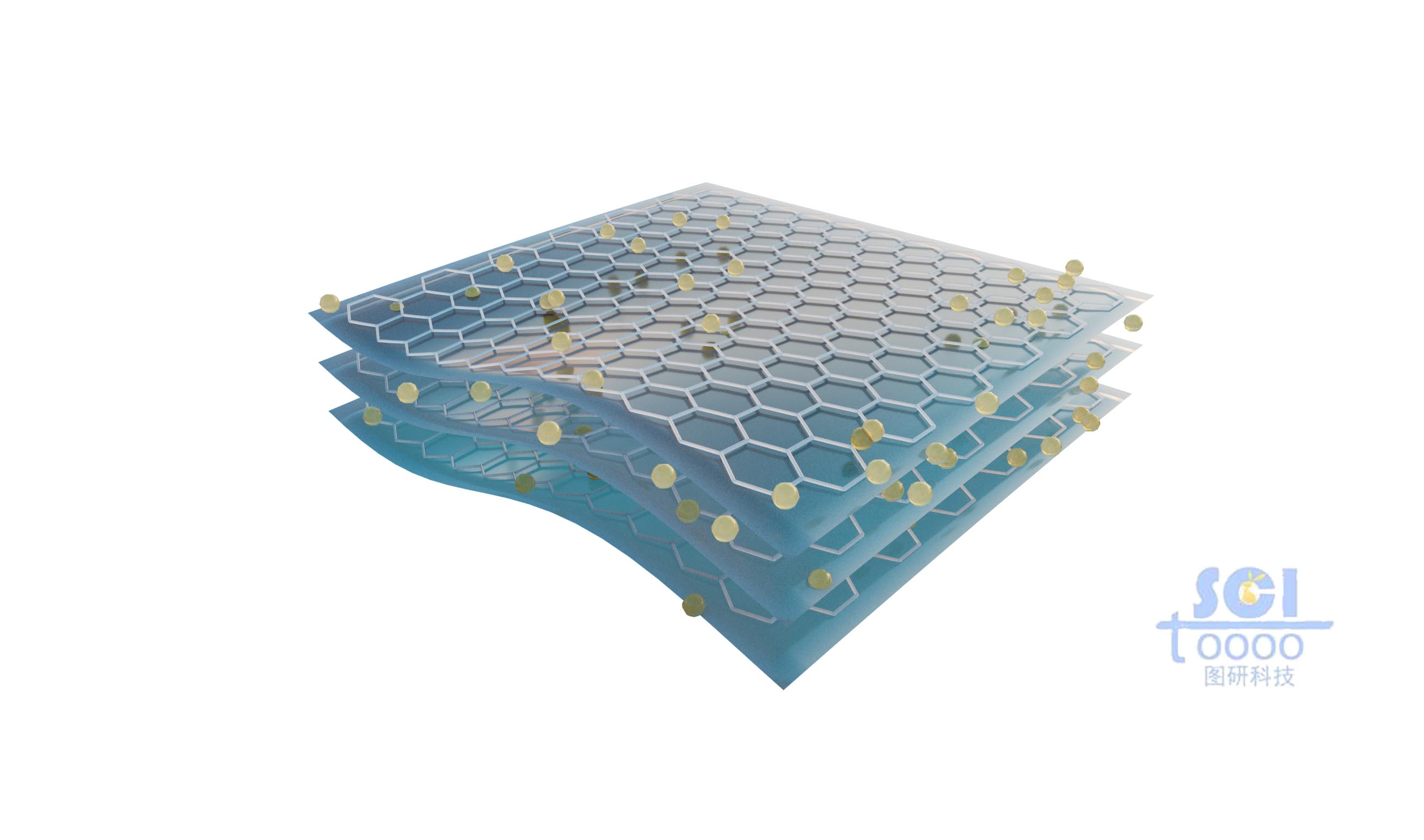 起伏的石墨烯表面均負(fù)載原子單體