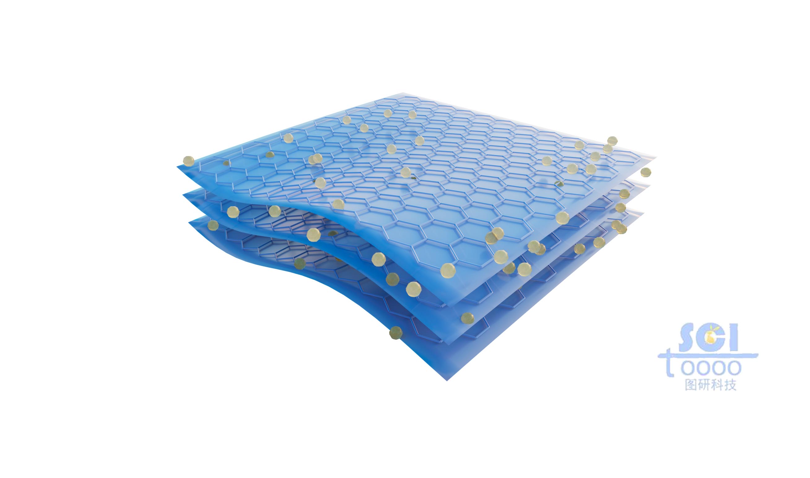 起伏的石墨烯表面均負(fù)載原子單體