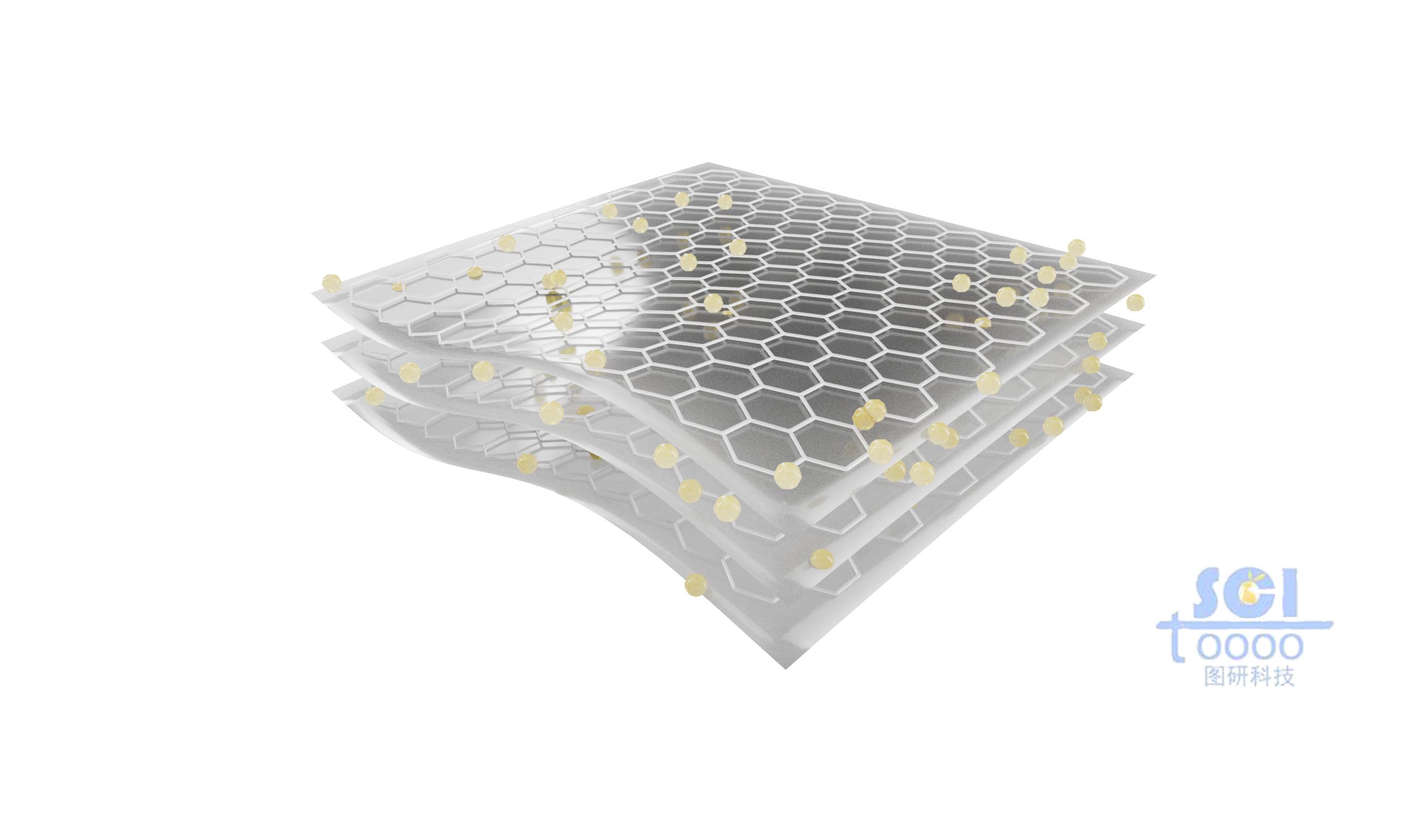 起伏的石墨烯表面均負(fù)載原子單體