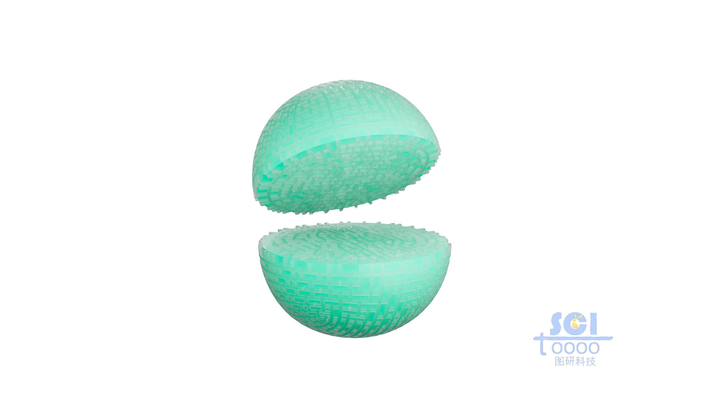 表面帶有紋理的半剖球