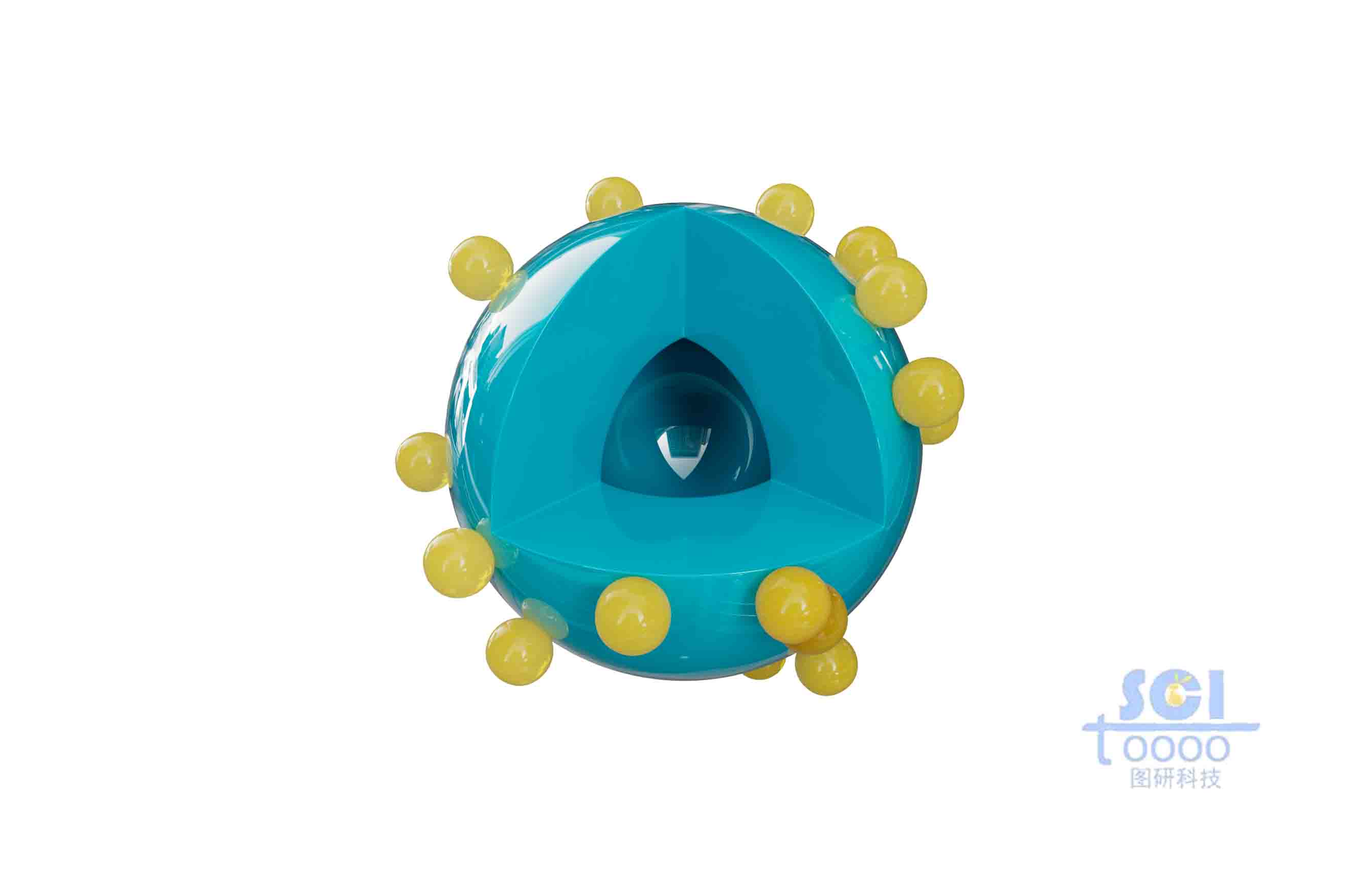 表面負(fù)載納米顆粒的帶八分之一切口的空心球殼