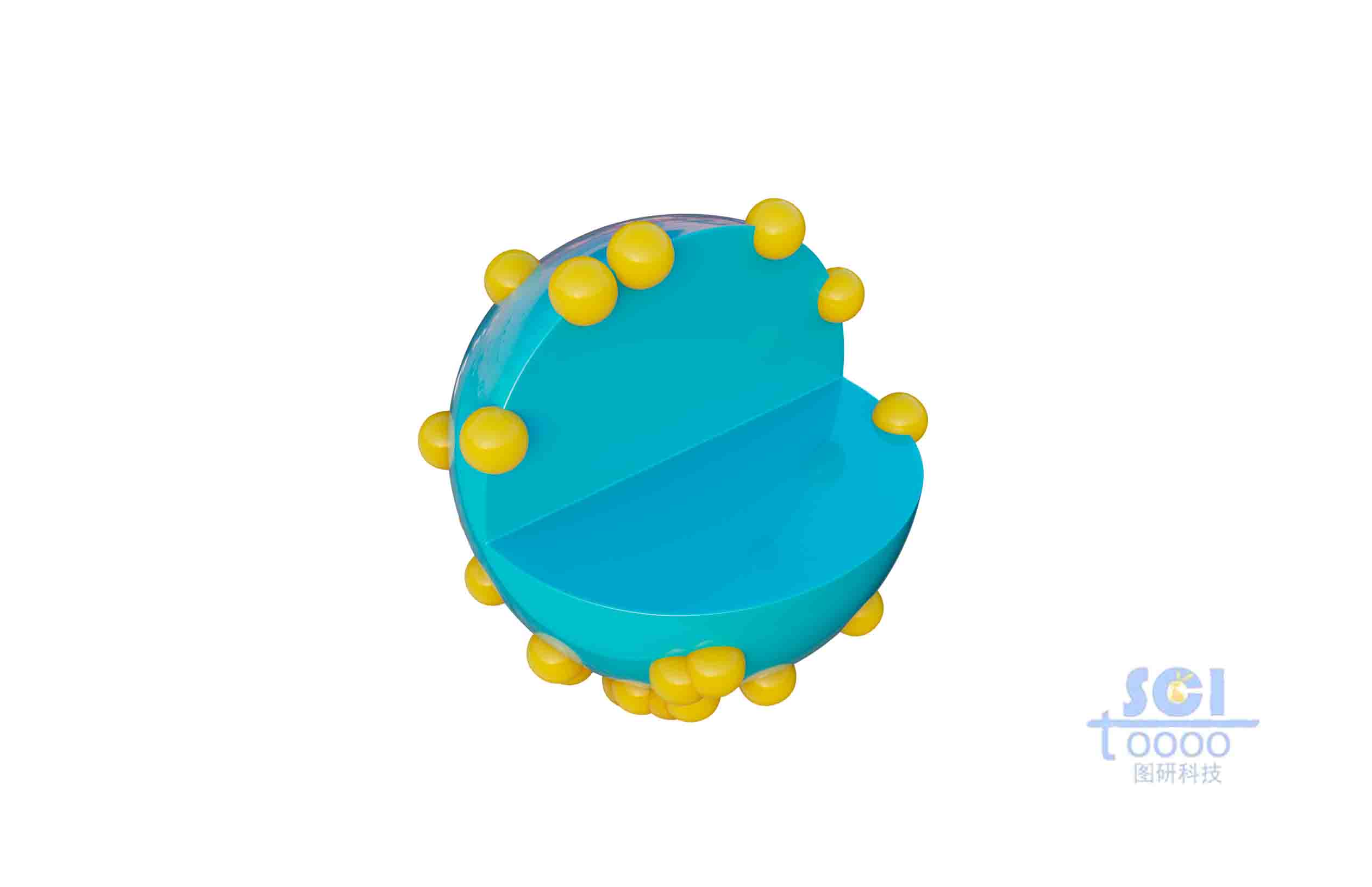 負(fù)載納米顆粒的帶四分之一切面納米球
