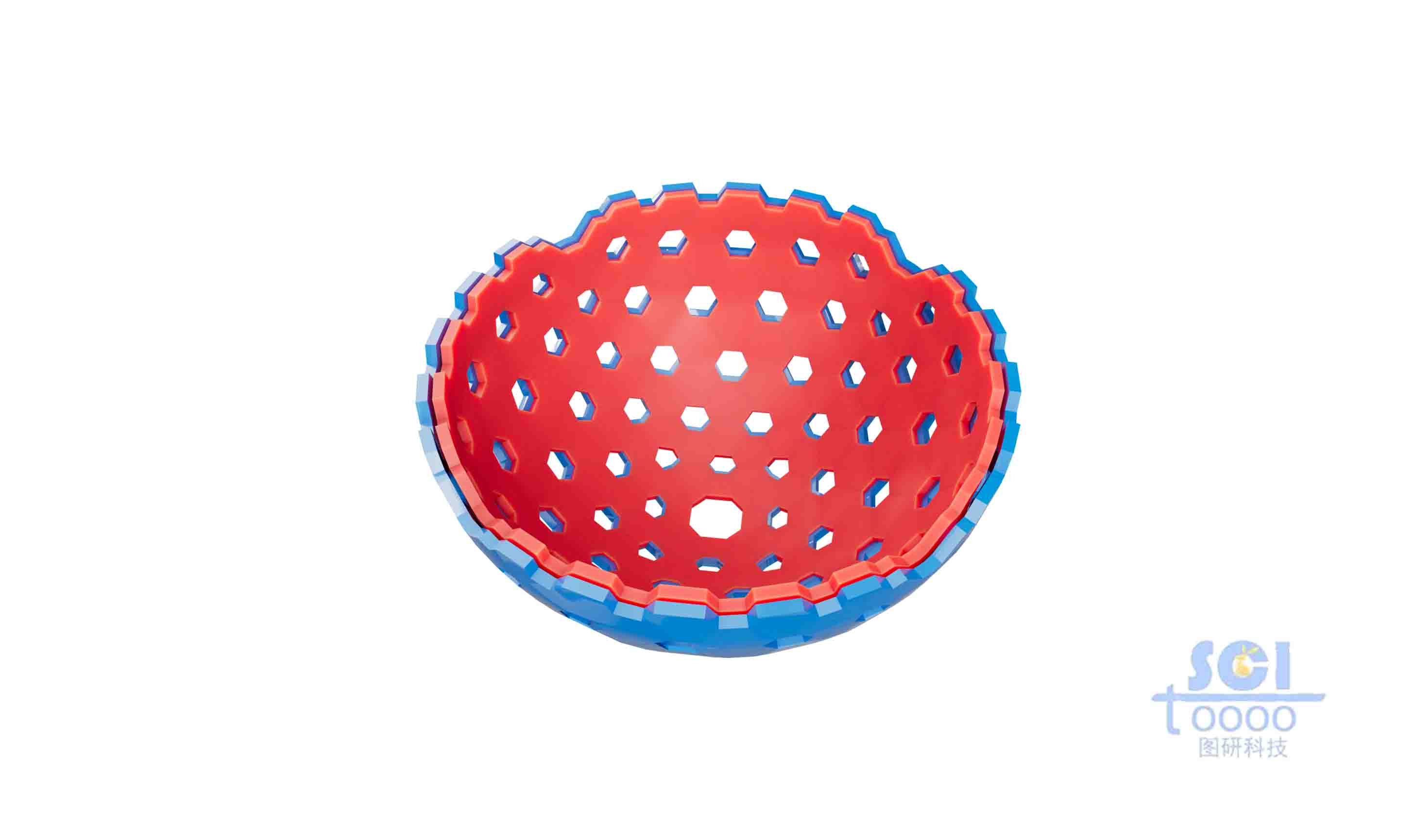 二分之一切面的雙層嵌套的空心介孔球