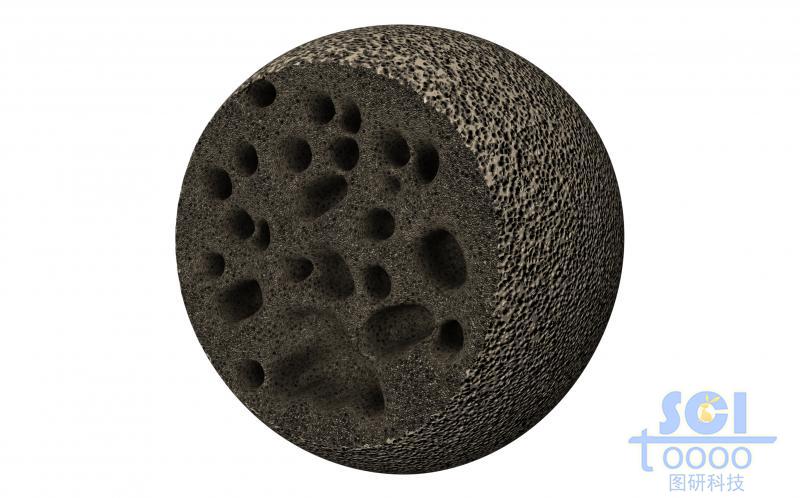表面細(xì)密紋理的內(nèi)部有隨機多孔的微球