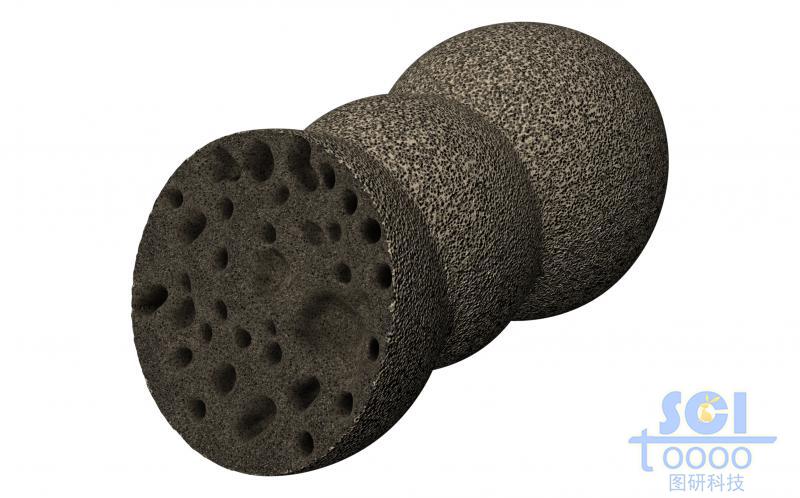 表面細密紋理的內(nèi)部有隨機多孔的微球