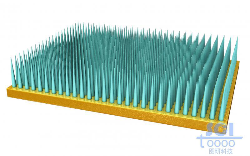 錐形高分子結(jié)構(gòu)在基底板上整齊排列形成的針板陣列