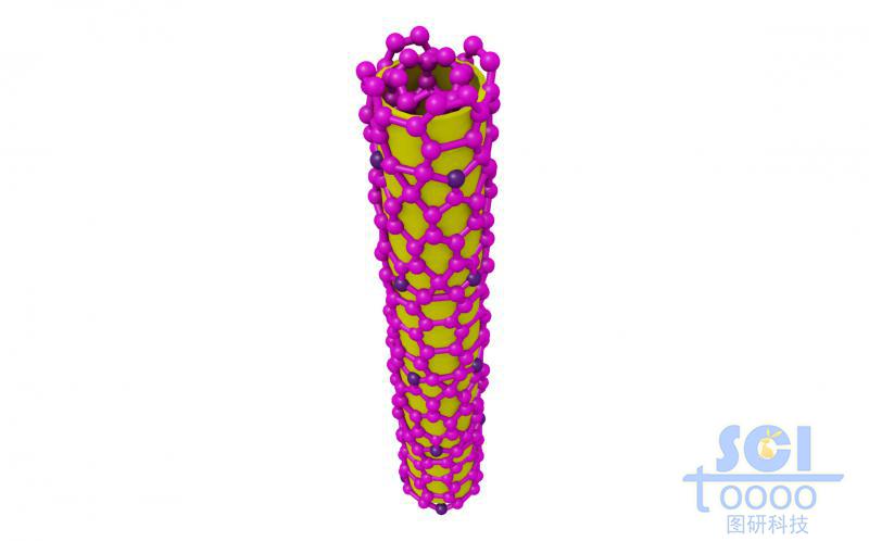 中空介孔管狀結(jié)構(gòu)外層包裹生長(zhǎng)的帶雜質(zhì)的石墨烯