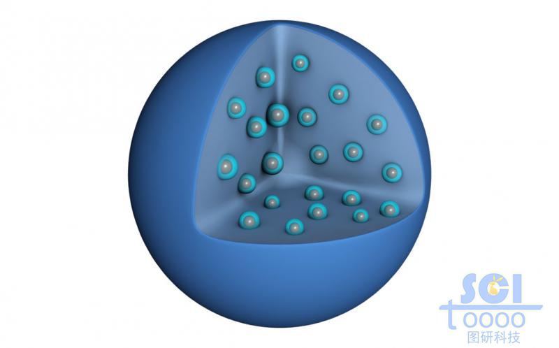 內(nèi)部鑲嵌藥物顆粒的單層實(shí)心球