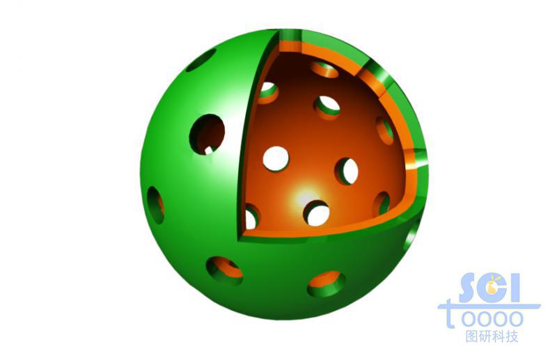 八分之一切口的雙層空心介孔球