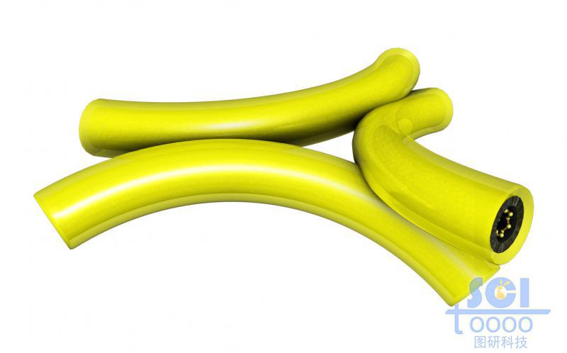 帶切口的，外層包裹硫化合物的彎曲碳納米管