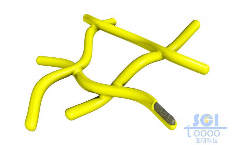 前段帶切口的，外層包裹硫化合物的彎曲碳納米管