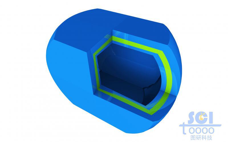 八分之一切口的三層夾心高分子聚合體