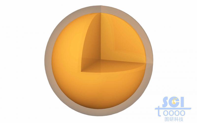 八分之一切口的外層帶透明殼層的實(shí)心納米球