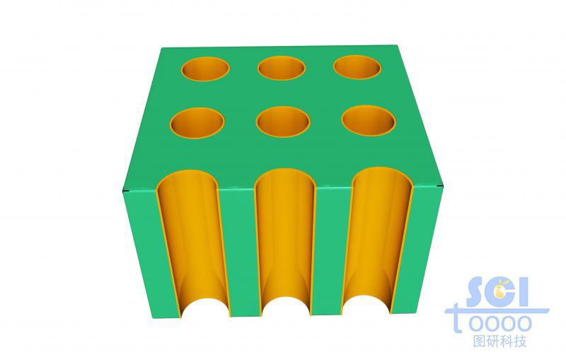 前端帶剖面的納米孔道及孔道內(nèi)生長納米柱的示意圖