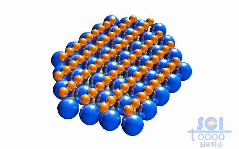 氧化物堆積形成的整齊的六邊形片