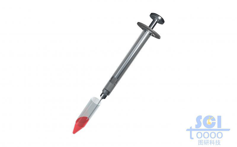 從離心管中吸取液體的注射器