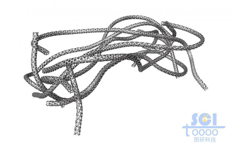 相互纏繞的彎曲的長碳管