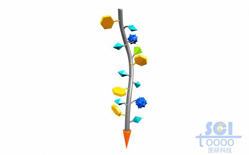 帶多個(gè)小分子基團(tuán)的高分子鏈段/分子模式圖