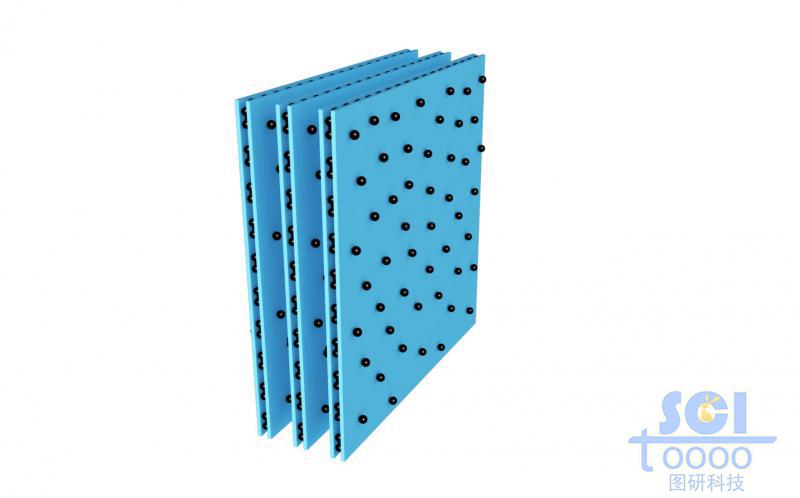 氧化鈦TiO2與石墨烯的三明治夾心層表層帶雜質(zhì)顆粒