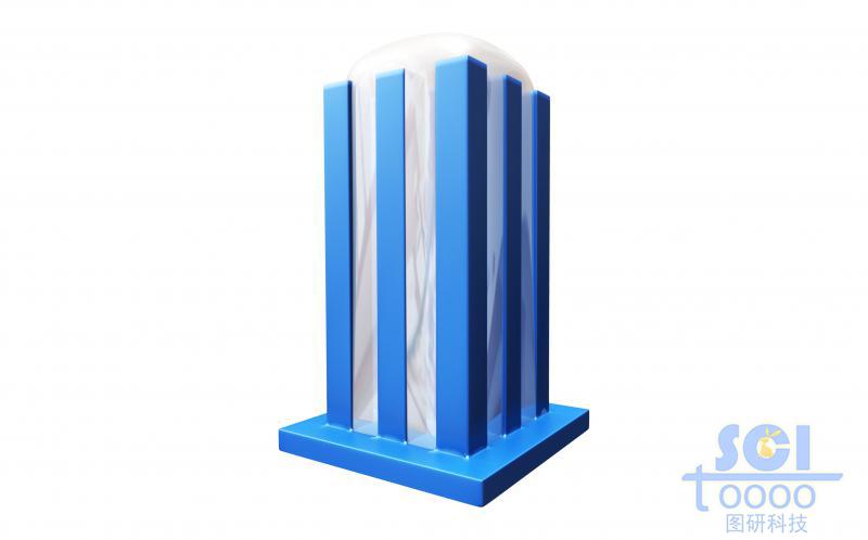 多個納米柱整齊排列的基底板上面液體逐漸浸入