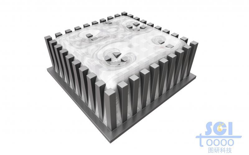 多個納米柱整齊排列的基底板上面液體逐漸浸入