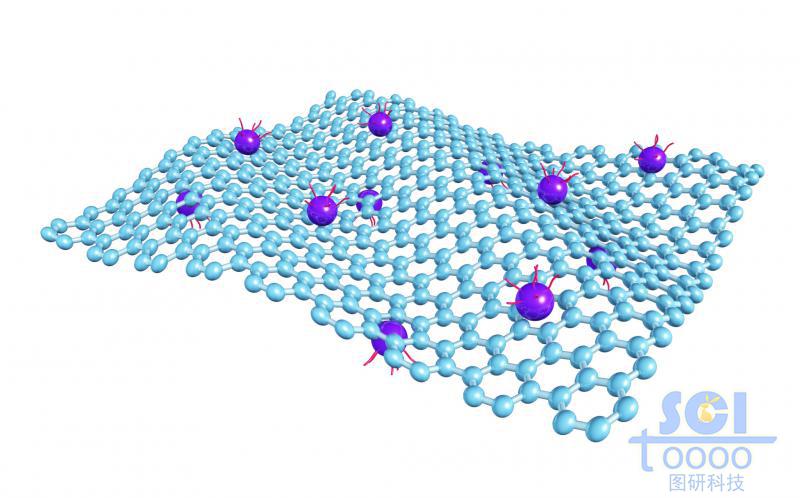 起伏的石墨烯上下表面附著高分子化合物