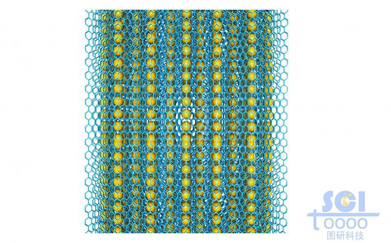 起伏的石墨烯上下表面均負(fù)載原子單體