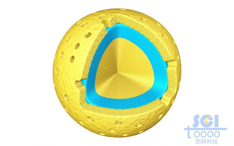 帶八分之一切口的中間填充的介孔球
