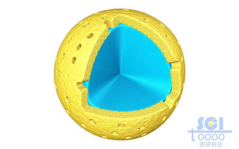 藍色物質(zhì)填充的空心介孔球