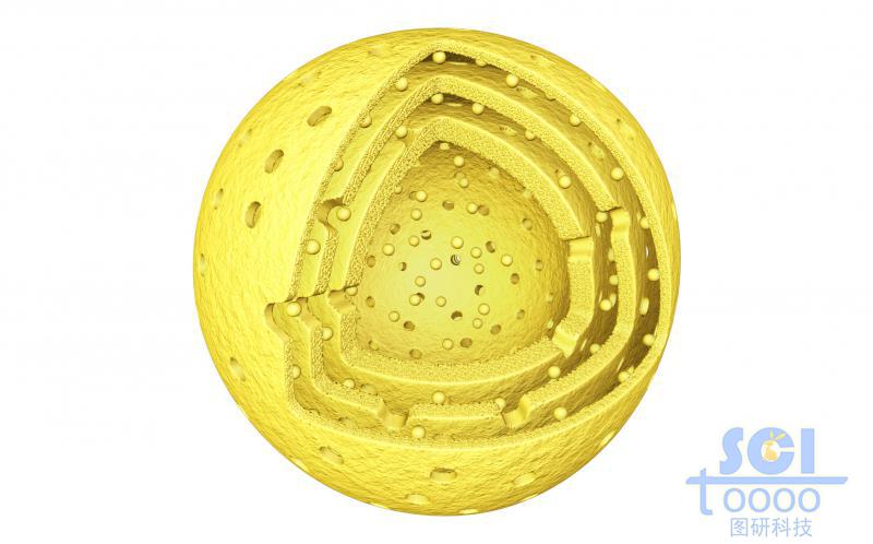帶八分之一切口的三層中空介孔球