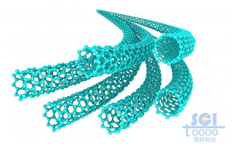 從遠處延伸過來的一束碳管