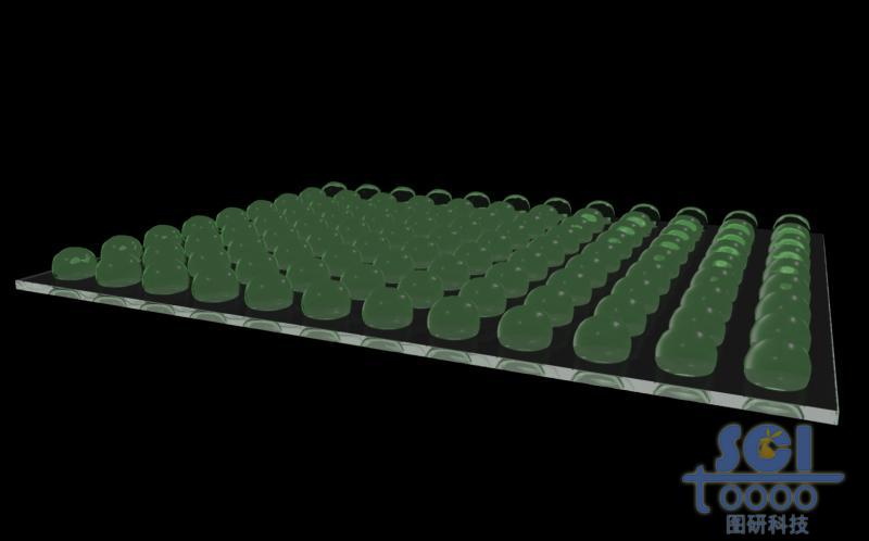 玻璃基底上整齊排列的球形樣品