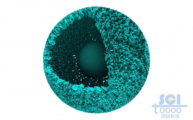 八分之一切口中心帶實(shí)心球的細(xì)小顆粒堆積的納米顆粒/微球