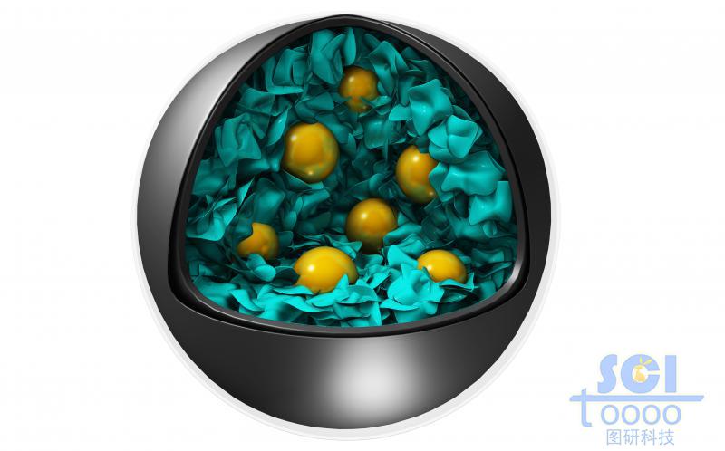 石墨烯包裹顆粒剖面圖