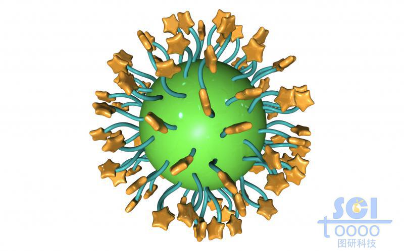 表面帶星星狀靶頭的納米球